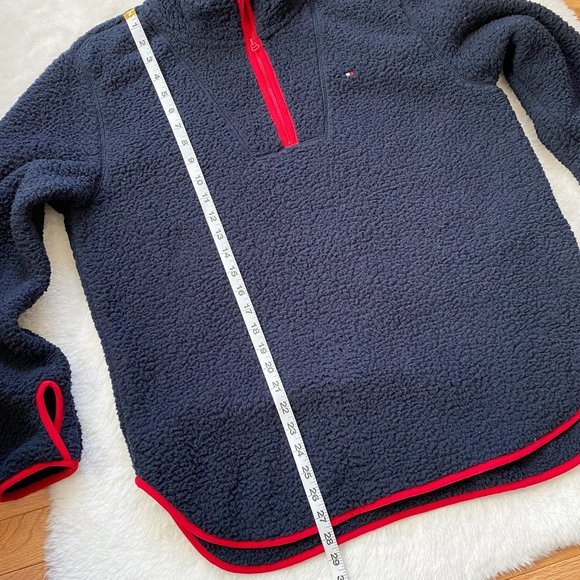 Tommy Hilfiger Sherpa Quarter-Zip Pullover Mock neck Sweater with Thumb holes, L - Picture 9 of 9